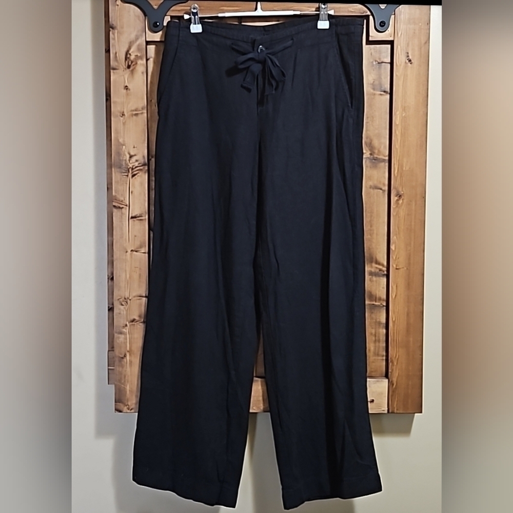 Calvin Klein Jeans Black Linen Rayon  Wide Leg Pants 6